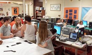 Class looking at presentation